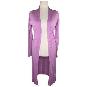 Revolve One Grey Day Lavender Cotton Cashmere Longline Open Front Cardigan Large